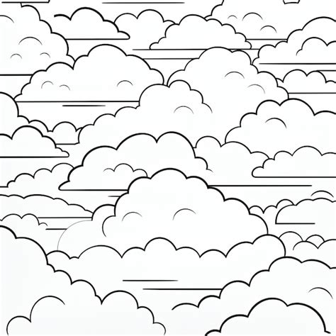 Premium Photo | Black and white coloring picture of a clouds