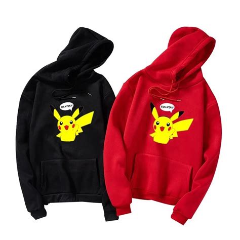 Pokemon Hoodies Unisex Men Women Cartoon Printed Pikachu Hoodie Kawaii Plus Velvet Sweatshirt