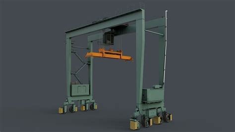 D Model Pbr Rubber Tyred Gantry Crane Rtg V Green Light Vr Ar