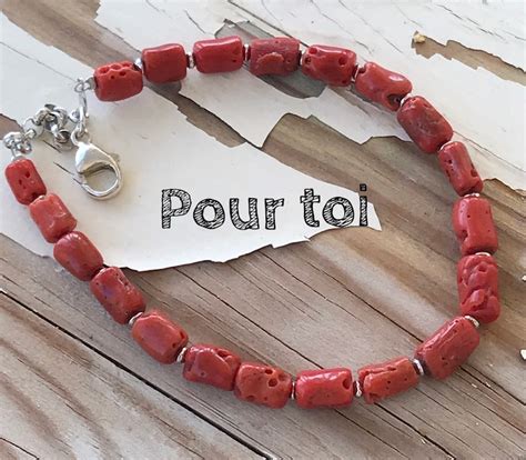 Bracelet Homme En Corail Rouge M Diterran En Corse Certifi Etsy