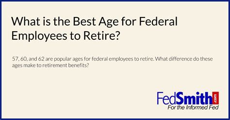 What Is The Best Age For Federal Employees To Retire