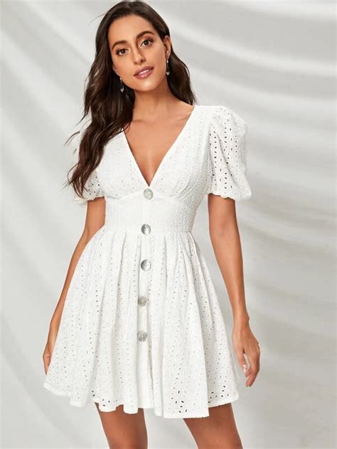 Branco Zíper Simples Boho Vestido Shein Brasil Ideias Fashion