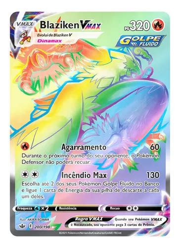 Carta Pok Mon Blaziken Vmax Rainbow Reinado Arrepiante