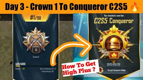 Day Crown To Conqueror Rank Push In Bgmi C S Solo Conqueror