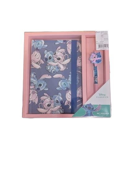 Conjunto Bloco de Notas Azul Esferográfica Lilo Stitch