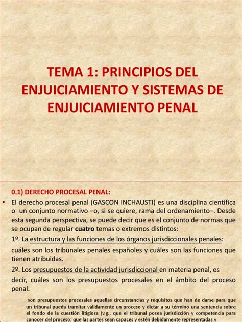 T01 Tema 1 Principios Del Enjuiciamiento Y Sistemas De Enjuiciamiento