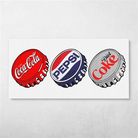 Pop Soda Bottle Caps Retro Pop Art Wall Art