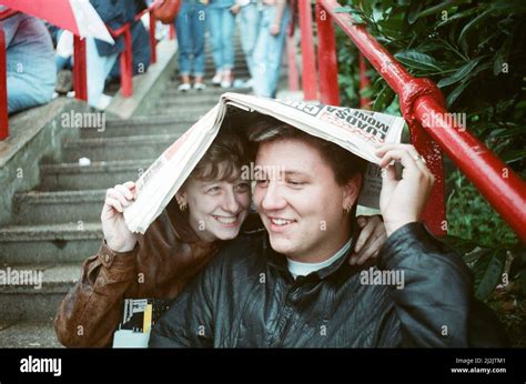 Audience gather outside the Wembley arena prior to the Michael Jackson ...