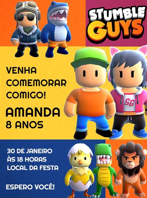 Convite aniversário Stumble Guys in 2024