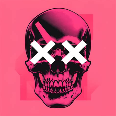 edgy black skull  neon pink details graphic art spotify album cover