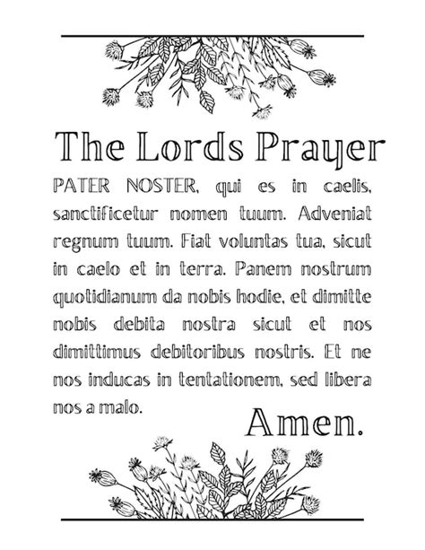 The Lords Prayer In Latin Printable Etsy