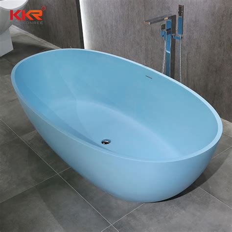 Kkr Solid Surface Resin Stone Bathroom Bathtub Blue Free Standing Bath