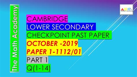 October Checkpoint Secondary Maths Paper Part Cambridge