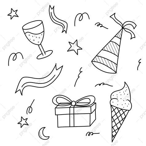 Abstract Birthday Party Doodle Design Template, Birthday Drawing, Party ...