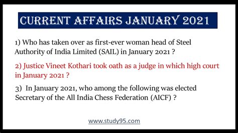 Current Affairs 2021 Questions And Answers In English