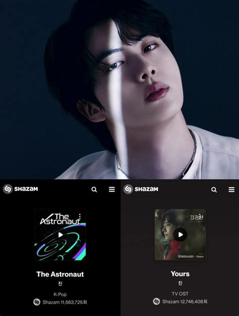 Bts News ‘global Shazam King 방탄소년단 진 샤잠 글로벌 주간 톱10 20회 1위‘2023