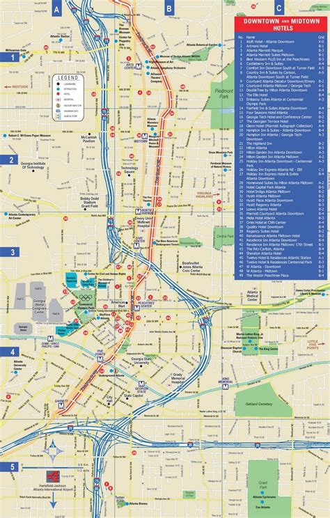 Atlanta downtown and midtown hotel map - Ontheworldmap.com