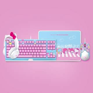 Razer Hello Kitty mouse keyboard headset set, 2020 new cute Hello Kitty set, gaming desk set ...