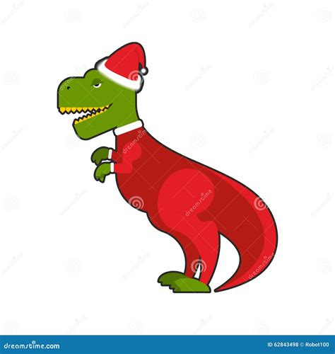 Tyrannosaurus Rex Christmas Card Dinosaur In Santa Hat Decorates