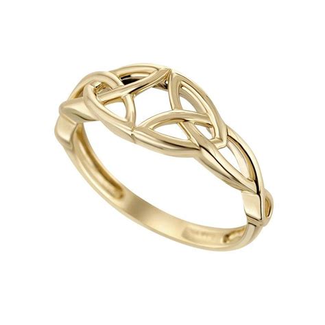 10K Yellow Gold Celtic Trinity Knot Ring CladdaghRings