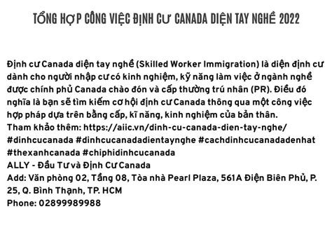 PPT TỔNG HỢP CÔNG VIỆC ĐỊNH CƯ CANADA DIỆN TAY NGHỀ 2022 PowerPoint