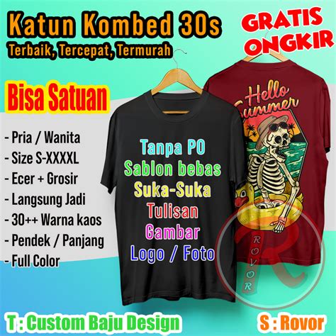 Jual Baju Kaos Sablon Custom Sablon Dtf Satuan Full Color Custom Foto