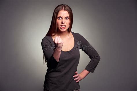 Angry Woman Threatening The Fist Stock Image Image 28654765