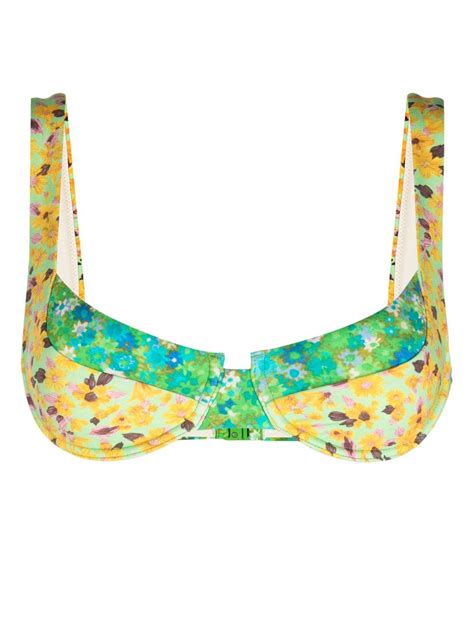 ALEMAIS Kenzie Floral Print Bikini Top Yellow FARFETCH