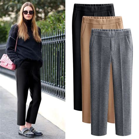 Elegant Autumn Winter Woolen Women S Harem Pants Ladies Wool Warm Pants