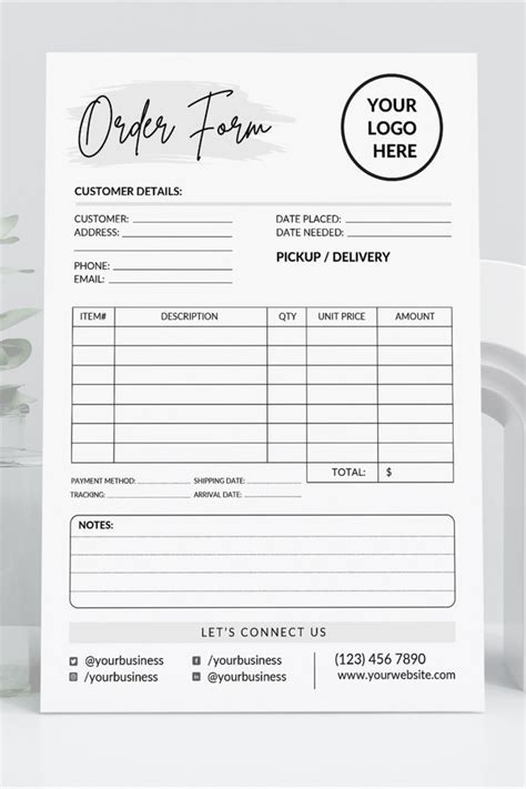 Pin By Muez Official On Nota Order Form Template Small Business