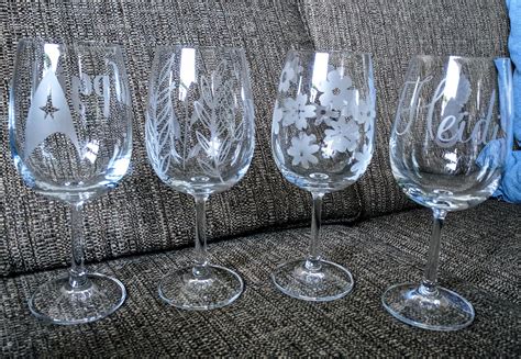 Etched Wine Glasses For A Mothers Day Present Rcricut