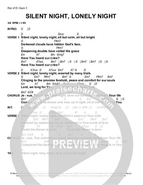 Silent Night Lonely Night Chords PDF Sovereign Grace PraiseCharts