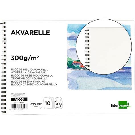 Bloc De Dibujo Liderpapel Espiral Acuarela Din A3 10 Hojas 300 Gr 32019