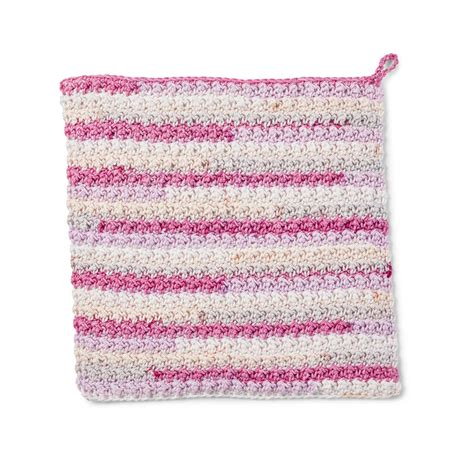 Peaches And Creme Stripey 4 Medium Cotton Yarn Energetic Pink 2oz567g