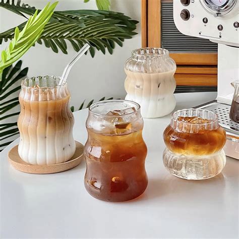 Jual Gelas Kaca Minum Unik Cantik Borosilicate Aesthetic Coffee Tea Jus