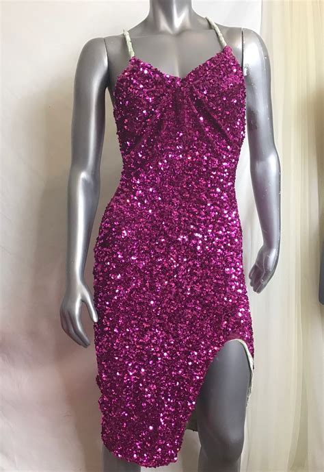 Purple Sequin Dress Stretch Sequin Dress Couture Dress Etsy