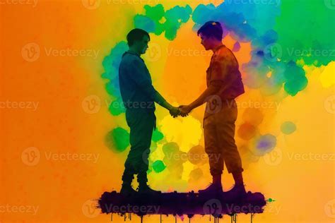 Pride Month A Colorful Illustration Of Two Men Holding Hands Gay