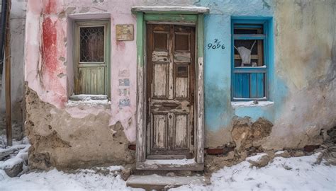 Abandoned building exterior, rustic and weathered, tells ancient