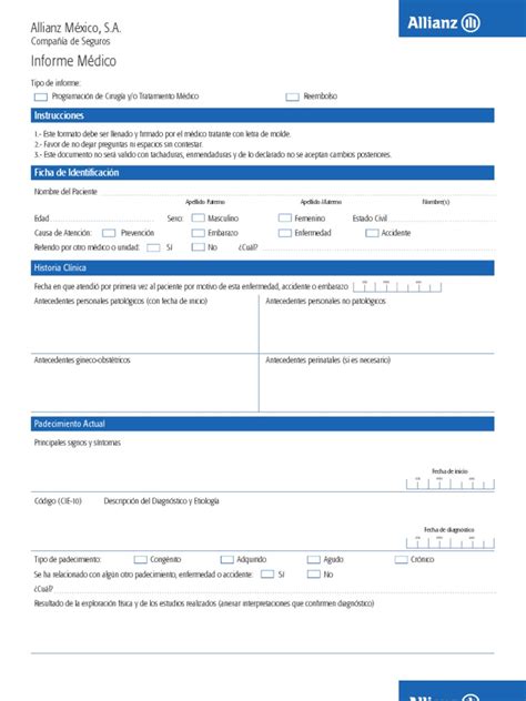 Modelo Informe Médico Hospital Diagnostico Medico