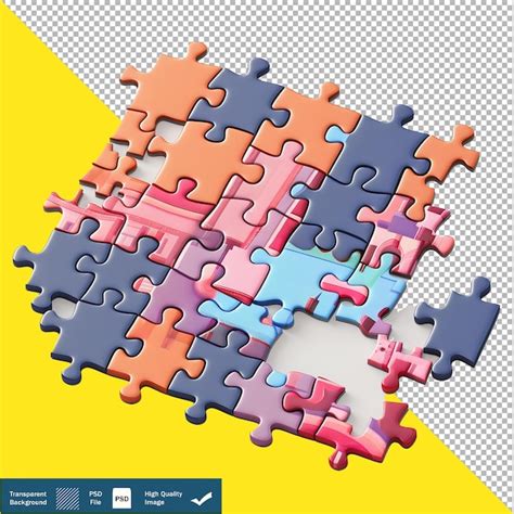 D Isometric Jigsaw Puzzle Render Transparent Background Png Psd