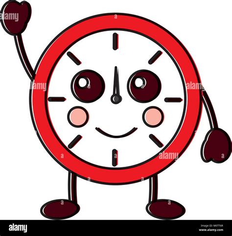 Tiempo De Reloj Redonda Kawaii Personaje De Dibujos Animados Imagen