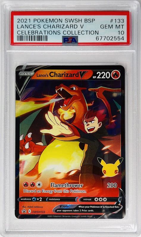 Mavin 2021 Pokemon SWSH Celebrations LANCE S CHARIZARD V SWSH133 PSA 10