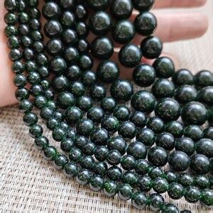 Full Strand Smooth Green Goldstone Beads Green Sand Stone Beads