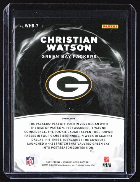 2022 Donruss Optic White Hot Rookies Christian Watson Rookie Green Bay