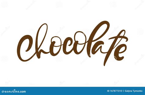 Chocolate Hand Lettering Calligraphic Text Custom Typography Brown Ink