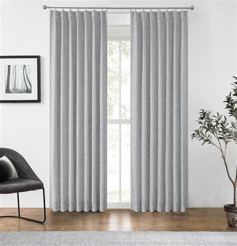 Gray Pinch Pleated Blackout Curtains Linen Texture Noise Reduction