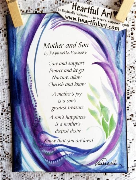 MOTHER and SON Original Poem Inspirational Quote by Heartfulart