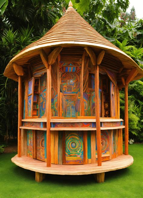 Lexica An Ancient Wooden Hand Made Meditative Garden Sculptured Hut