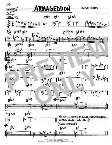 Armageddon By Wayne Shorter Sheet Music For Real Book Melody Chords