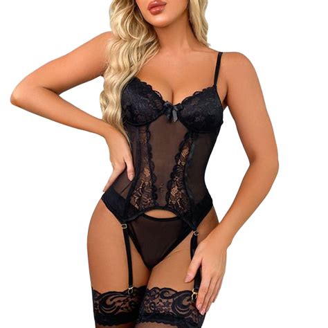 Ierhent Tummy Control Lingerie Set Women Lingerie Lace Strap Chemise